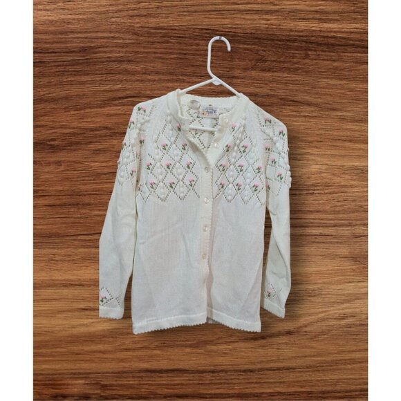 Vintage Sweater be  Banff 100% Acrylic Cardigan With Floral Design size M? Read - Picture 4 of 12